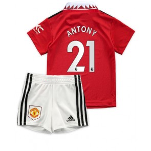 Manchester United Antony #21 kläder Barn 2022-23 Hemmatröja Kortärmad (+ korta byxor)
